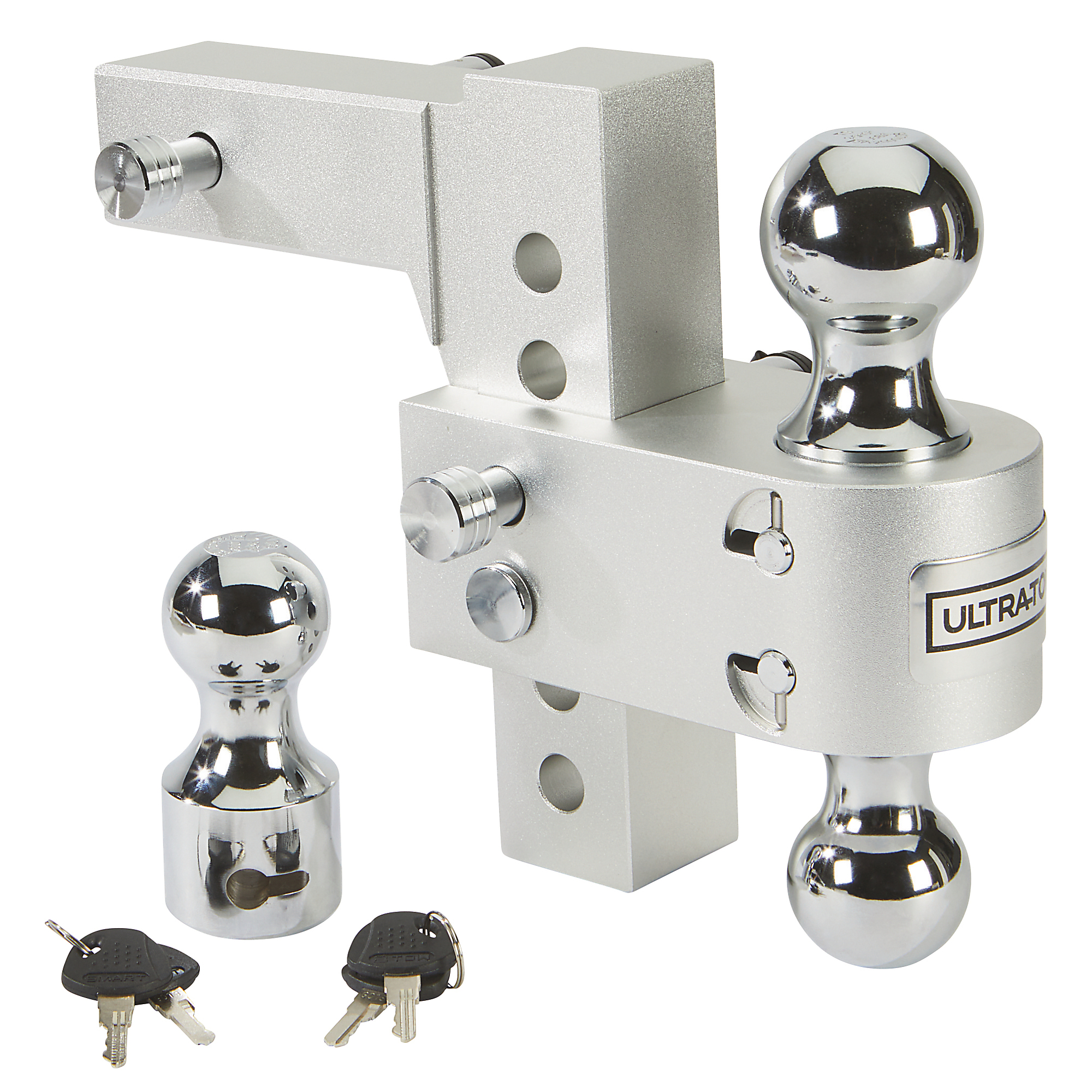 Ultra-Tow 6in. Adjustable Dual-Ball Mount with Third Ball, Aluminum, Class IV, 12,000-Lb. Trailer Weight, 5-5/8in. Drop, 6-1/2in. Rise, Fits 2in. Receivers